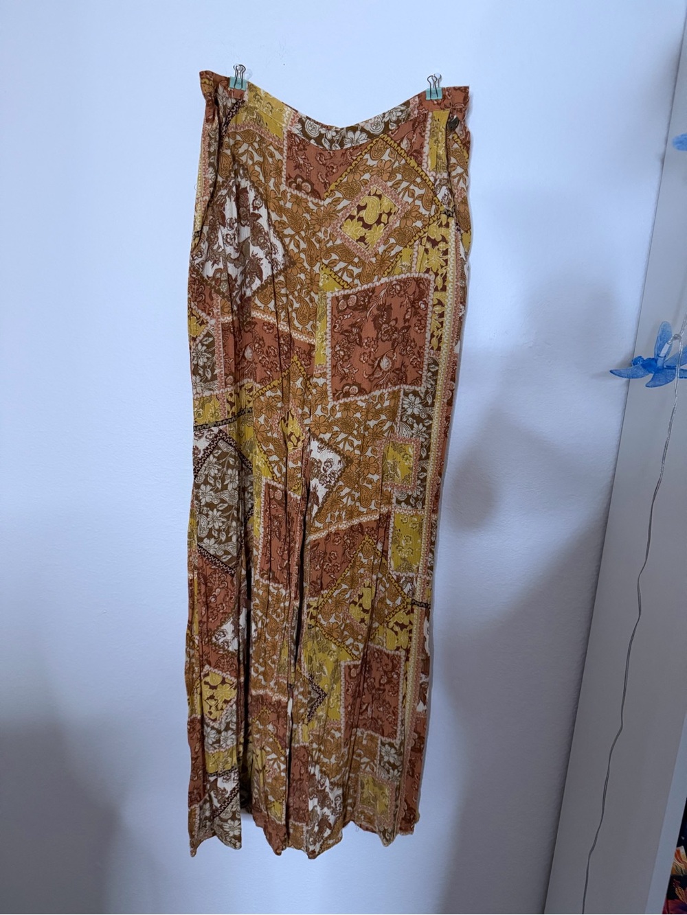 Rip Curl Wide Leg Patchwork Pants - Mustard, Brown, Cream